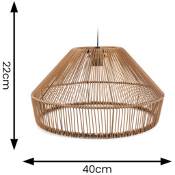 ValueLights Rattan Outdoor Solar Overhead Pendant Light - Size: 22 x 40 x 40cm - Brown - Wilko - thumbnail 7