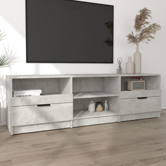 vidaXL 2 Drawer 4 Shelf Concrete Grey TV Cabinet - Size: 45 x 150 x 33.5cm - Wilko - image 1