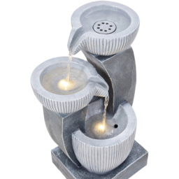 Living and Home 3-Tier Stone Effect Cascading Bowl Solar LED Water Feature - Size: 46 x 22 x 19cm - Grey - Wilko - thumbnail 6