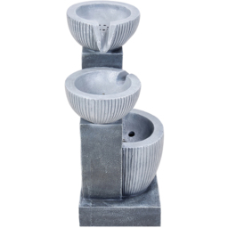 Living and Home 3-Tier Stone Effect Cascading Bowl Solar LED Water Feature - Size: 46 x 22 x 19cm - Grey - Wilko - thumbnail 4