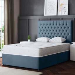 DS Living Seraphine King Size Blue Upholstered Panel Divan Bed with 4 Drawer - Wilko - thumbnail 1