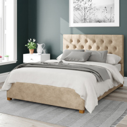 Aspire Olivier Double Beige Kimiyo Linen Ottoman Bed - Cream - Aspire Beds - Wilko