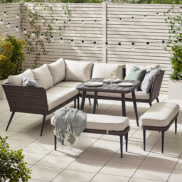 Furniturebox Capri Rattan 9 Seater Corner Dining Sofa Set Grey - Wilko - thumbnail 1