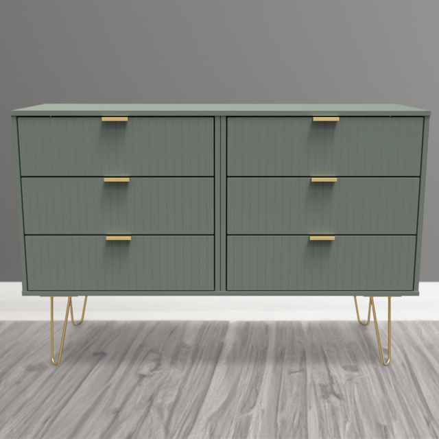 Crowndale 6 Drawer Reed Green Wide Chest of Drawers Ready Assembled - Wilko - image 1