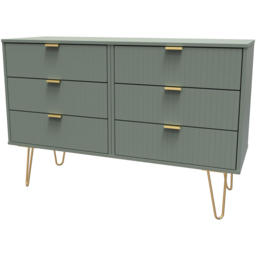Crowndale 6 Drawer Reed Green Wide Chest of Drawers Ready Assembled - Wilko - thumbnail 3