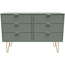 Crowndale 6 Drawer Reed Green Wide Chest of Drawers Ready Assembled - Wilko - thumbnail 4