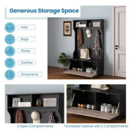 Costway 2 Shelf 5 Double Hook Black Freestanding Coat Rack - Size: King - Wilko - thumbnail 6