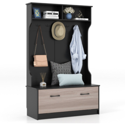 Costway 2 Shelf 5 Double Hook Black Freestanding Coat Rack - Size: King - Wilko - thumbnail 4