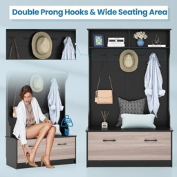 Costway 2 Shelf 5 Double Hook Black Freestanding Coat Rack - Size: King - Wilko - thumbnail 7