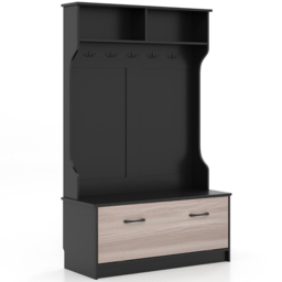 Costway 2 Shelf 5 Double Hook Black Freestanding Coat Rack - Size: King - Wilko - thumbnail 3