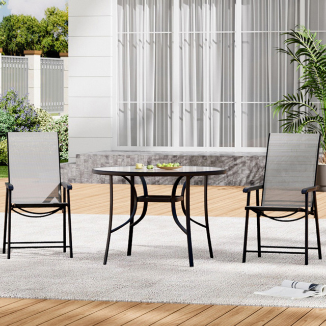 Living and Home 2 Seater Round Outdoor Dining Set - Black - Wilko