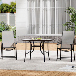 Living and Home 2 Seater Round Outdoor Dining Set - Black - Wilko - thumbnail 1