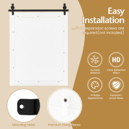 Costway White Solid Wood Frame Wall Mounted Mirror - Size: 86 x 66cm - Wilko - thumbnail 5