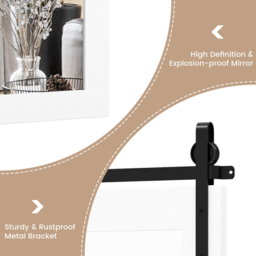 Costway White Solid Wood Frame Wall Mounted Mirror - Size: 86 x 66cm - Wilko - thumbnail 4