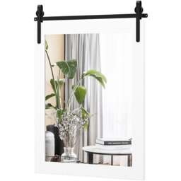 Costway White Solid Wood Frame Wall Mounted Mirror - Size: 86 x 66cm - Wilko