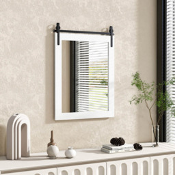 Costway White Solid Wood Frame Wall Mounted Mirror - Size: 86 x 66cm - Wilko - thumbnail 3