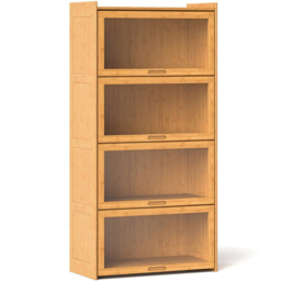 Costway 4 Shelf Natural Bamboo Bookcase with Acrylic Doors - Size: 69 x 34 x 140cm - n/a - Wilko - thumbnail 3