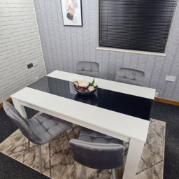 Kosy Koala 4 Seater Velvet Dining Set White Black and Grey - Portland - Wilko - thumbnail 6