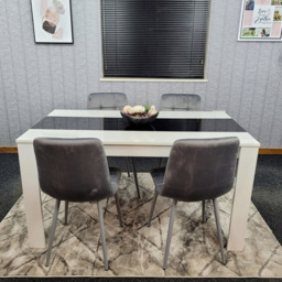 Kosy Koala 4 Seater Velvet Dining Set White Black and Grey - Portland - Wilko - thumbnail 7