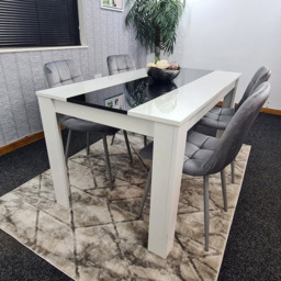 Kosy Koala 4 Seater Velvet Dining Set White Black and Grey - Portland - Wilko - thumbnail 4