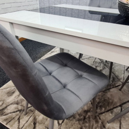 Kosy Koala 4 Seater Velvet Dining Set White Black and Grey - Portland - Wilko - thumbnail 3