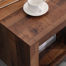 FurnitureHMD Single Shelf Industrial Style Wooden Side Table - Size: 50 x 45 x 45cm - Brown - Wilko - thumbnail 6