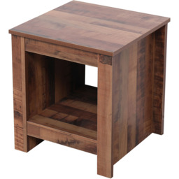 FurnitureHMD Single Shelf Industrial Style Wooden Side Table - Size: 50 x 45 x 45cm - Brown - Wilko - thumbnail 3