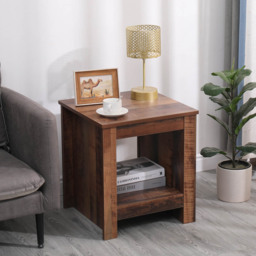 FurnitureHMD Single Shelf Industrial Style Wooden Side Table - Size: 50 x 45 x 45cm - Brown - Wilko - thumbnail 7