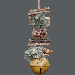 Shatchi Golden Jingle Bells Hanging Christmas Decoration 33cm - Size: 33 x 13 x 3.2cm - Wilko - thumbnail 3