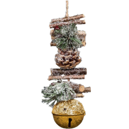Shatchi Golden Jingle Bells Hanging Christmas Decoration 33cm - Size: 33 x 13 x 3.2cm - Wilko - thumbnail 1