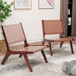 Costway Set of 2 Brown Accent Chair - Size: 99 x 90 x 19cm - Wilko