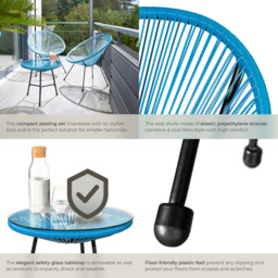 tectake Santana 2 Seater Blue Bristo Set - Wilko - thumbnail 6