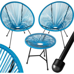 tectake Santana 2 Seater Blue Bristo Set - Wilko - thumbnail 3