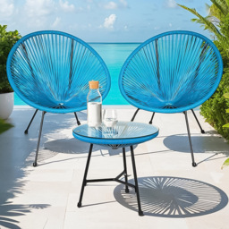 tectake Santana 2 Seater Blue Bristo Set - Wilko - thumbnail 1