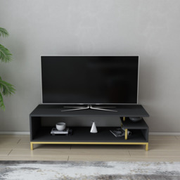 Decorotika Reilly 2 Shelf Gold and Anthracite TV Unit - Size: 38 x 120 x 45cm - Multi - Wilko - thumbnail 6