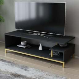 Decorotika Reilly 2 Shelf Gold and Anthracite TV Unit - Size: 38 x 120 x 45cm - Multi - Wilko