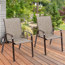 Costway Set of 2 Grey Steel Garden Chairs - Size: 2 Seater - Wilko - thumbnail 1