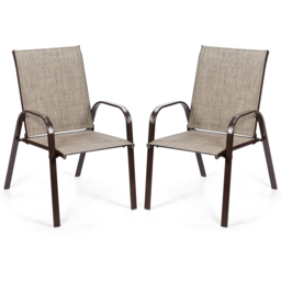 Costway Set of 2 Grey Steel Garden Chairs - Size: 2 Seater - Wilko - thumbnail 3