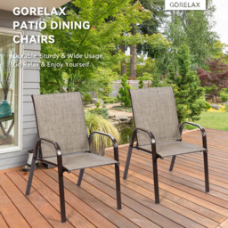 Costway Set of 2 Grey Steel Garden Chairs - Size: 2 Seater - Wilko - thumbnail 6