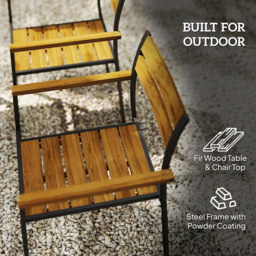 Outsunny 6 Seater Steel Garden Dining Set with Stackable Chair Brown - Wilko - thumbnail 7