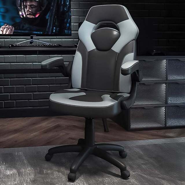 FWStyle X10 Black and Grey Faux Leather Racer Style Gaming Chair - Size: 117 x 67 x 63cm - Wilko - image 1