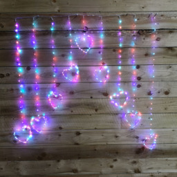 Premier 303 Rainbow LED Static Heart Silver Pin Cable Curtain Light 1.2 x 1.2m - Size: 120 x 120 x 120cm - Multi Coloured - Samuel Alexander - Wilko - thumbnail 6