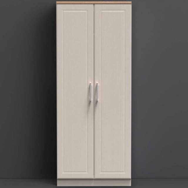 Crowndale Kent Ready Assembled 2 Door Kashmir Ash and Modern Oak Wardrobe - White - Wilko - image 1
