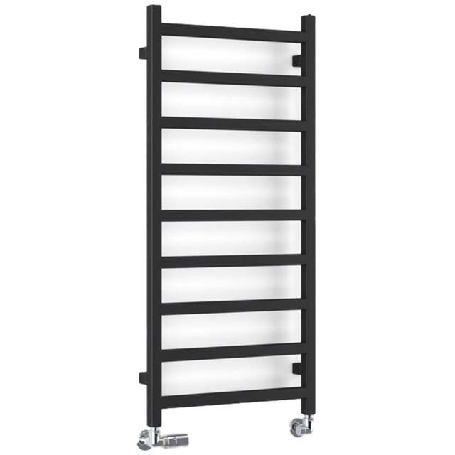 Terma Simple Heban Black Heated Towel Rail 1350 BTU 1080 x 500mm - Size: 108 x 50 x 7.2cm - Wilko - image 1
