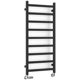 Terma Simple Heban Black Heated Towel Rail 1350 BTU 1080 x 500mm - Size: 108 x 50 x 7.2cm - Wilko
