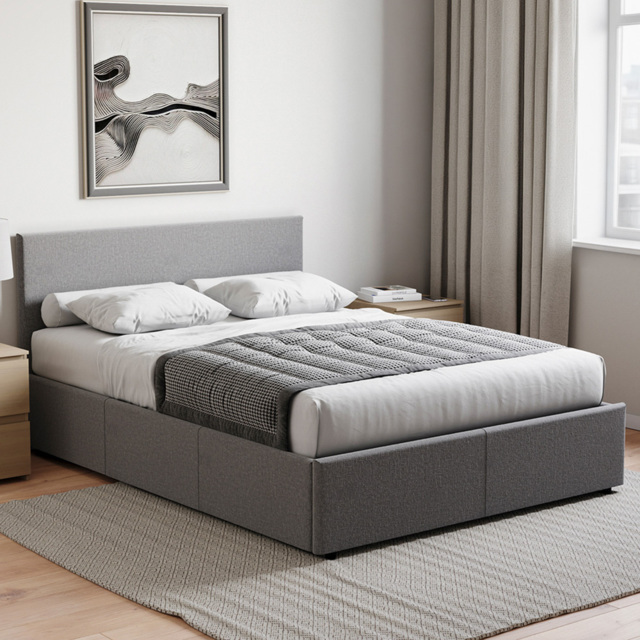 Vida Designs Veronica King Size Dark Grey Linen Ottoman Bed with Gel Memory Foam Mattress - Wilko - image 1