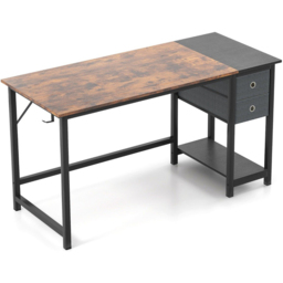 Costway 2 Drawer Single Shelf Computer Desk - Size: 122 x 70 x 21cm - Brown - Wilko - thumbnail 3