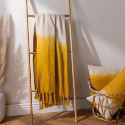 furn. Mizu Ochre Dip-Dye Tasselled Throw 130 x 170cm - Size: 170 x 130cm - Yellow - Wilko - thumbnail 3