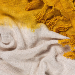 furn. Mizu Ochre Dip-Dye Tasselled Throw 130 x 170cm - Size: 170 x 130cm - Yellow - Wilko - thumbnail 4