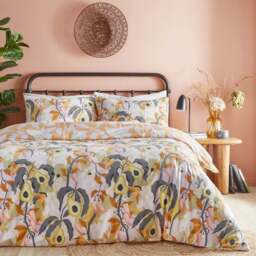 furn. Huerta King Size Multicolour Tropical Duvet Cover Set - Orange - Wilko